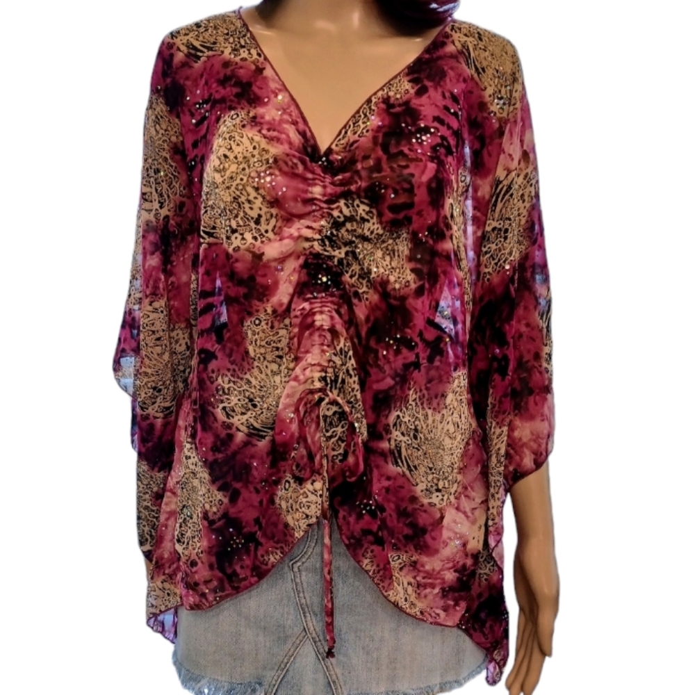 Jaipur Semi-sheer Cover-up Top - Size Medium - Picture 4 of 8